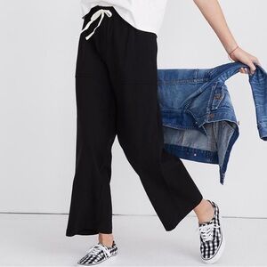 Madewell cotton wide leg palazzo drawstring knit pants black size M casual